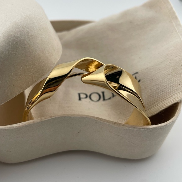 Polène 24K Gold Gilded Twist Cuff Bracelet Made in Italy Size S - Picture 6 of 7